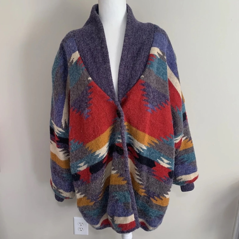 🌵Vintage Venezia Aztec Southwestern Cardigan Coat • Size 18/20 or 2X 3X